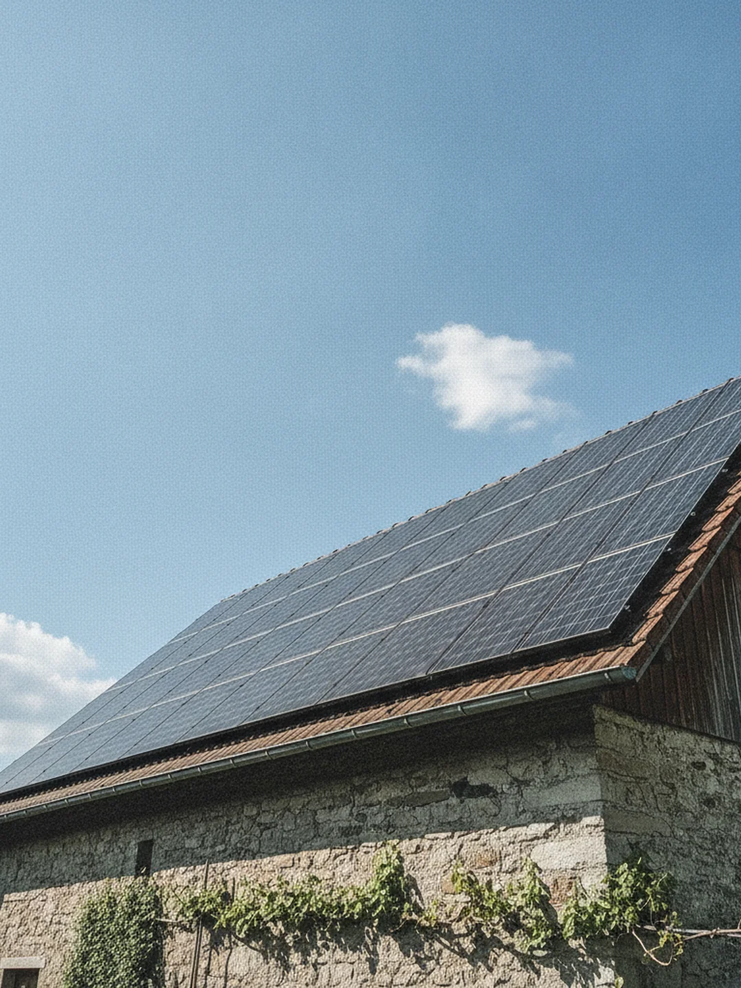 Panneaux solaires photovoltaïques installés sur une toiture en Suisse romande